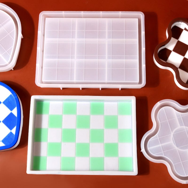 My Store Silicon Mould Rectangle Chess Board Texture Trinklet Tray Mould