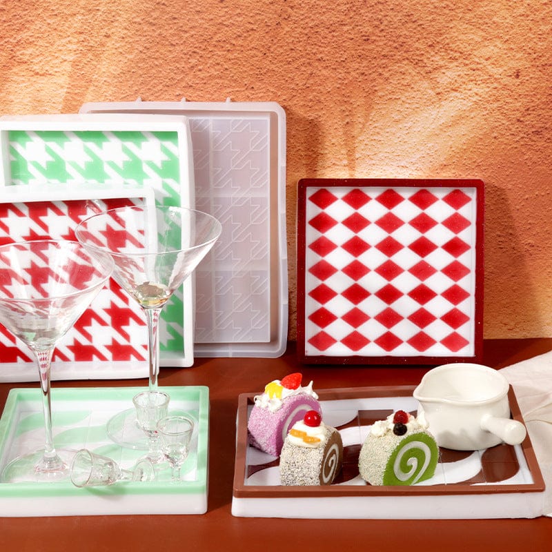 My Store Silicon Mould Rectangle Puzzle Design Storage Tray Mould