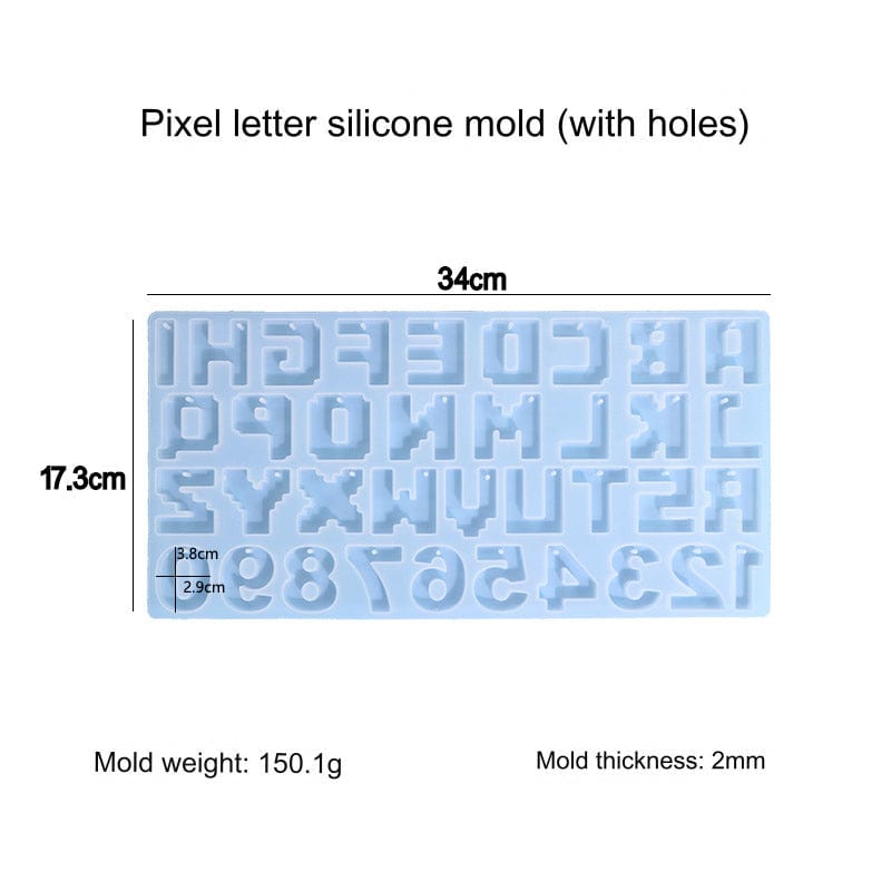 My Store Silicon Mould Pixel Font Alphabet Abcd With Hole Mould