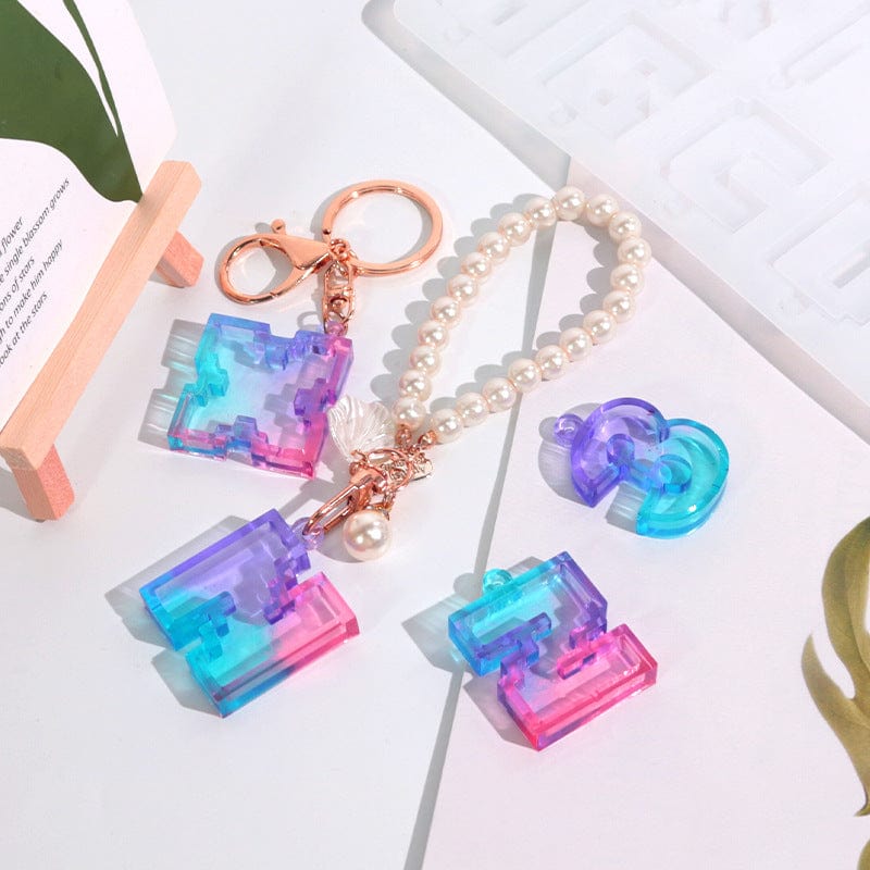 My Store Silicon Mould Pixel Alphabet Abcd Shakers Keychain & Pendant Mould