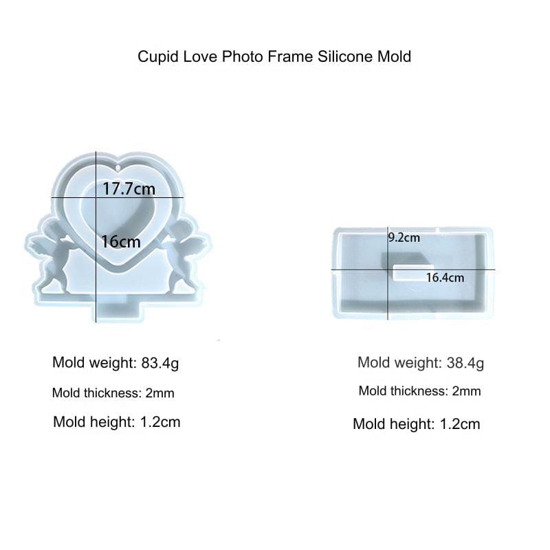 My Store Silicon Mould Cupid With Hanging Heart & Stand Photo Frame Mould