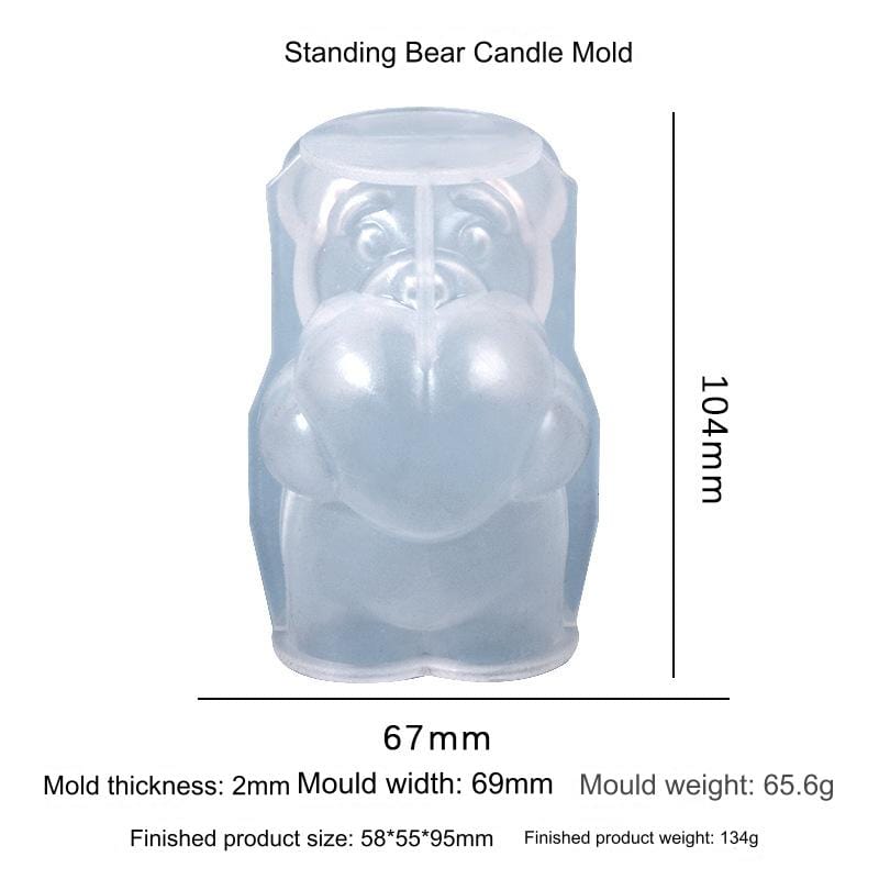 My Store Silicon Mould Standing Bear With Heart Candle Mould