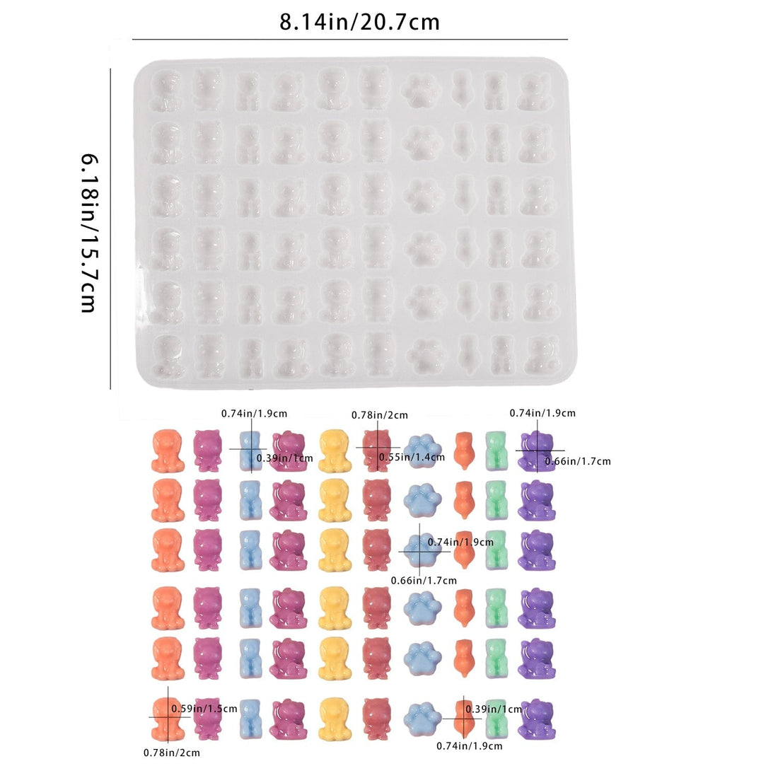 My Store Silicon Mould 60 Cavity Miniature Animal Candy Mould