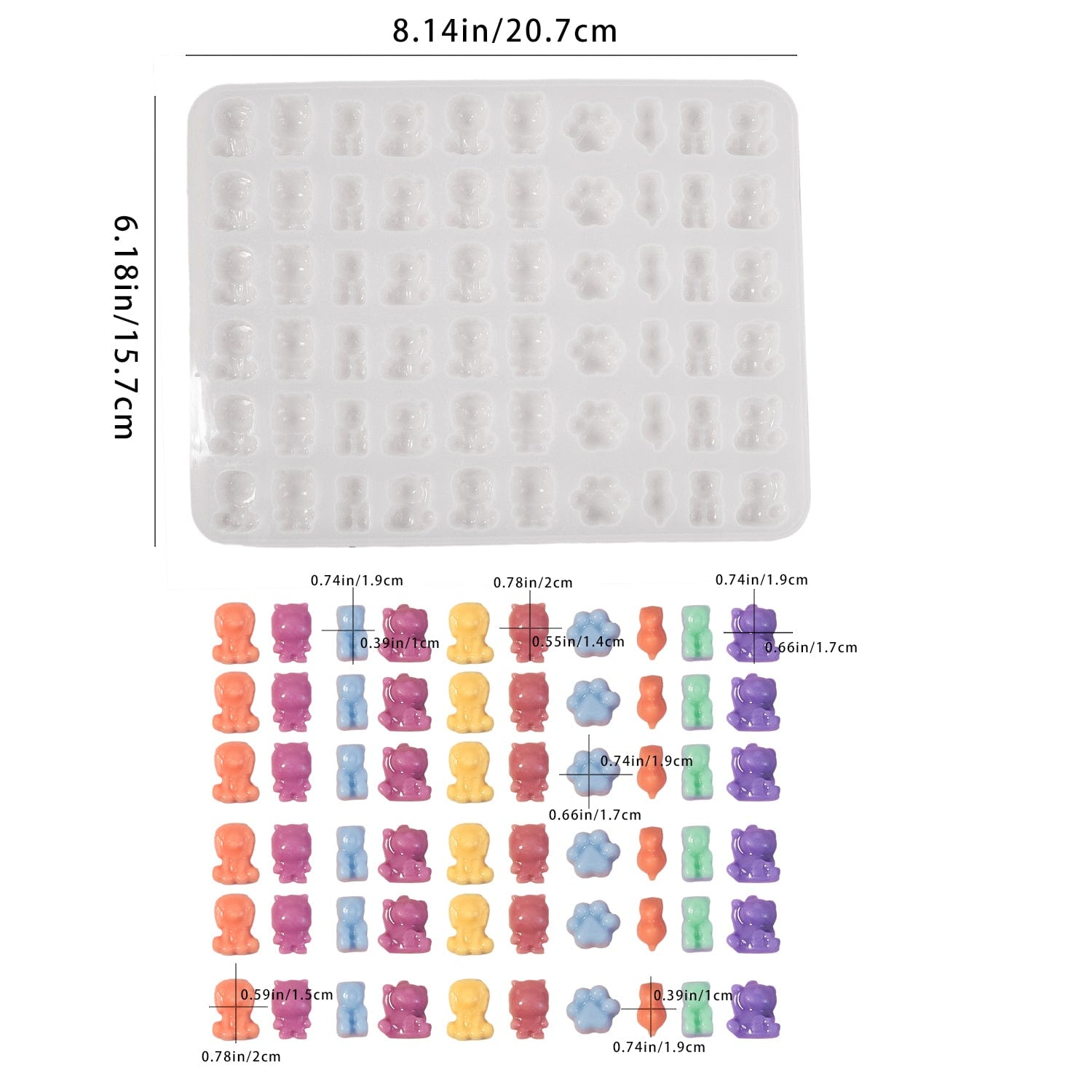 My Store Silicon Mould 60 Cavity Miniature Animal Candy Mould