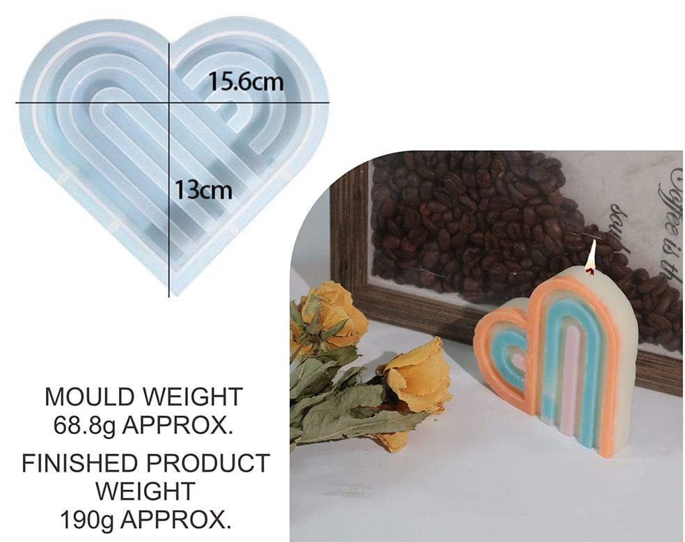 My Store Silicon Mould RAINBOW STRIPED LOVE CANDLE(LARGE SIZE) MOULD