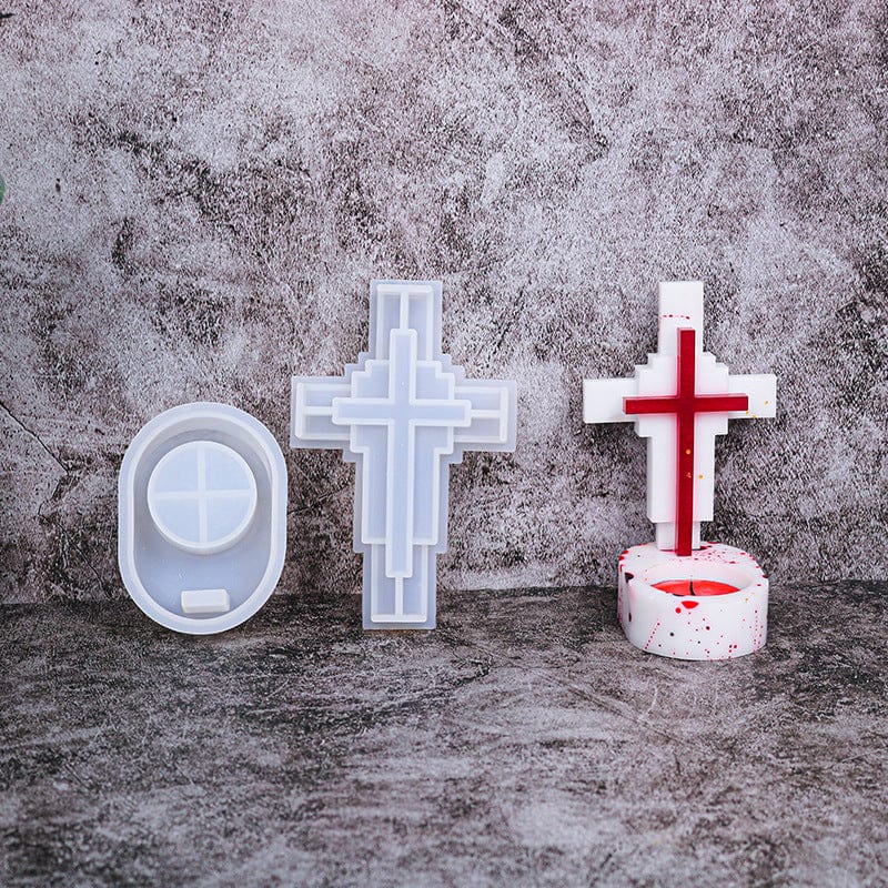 My Store Silicon Mould Holy Cross Tea-light Holder Mould