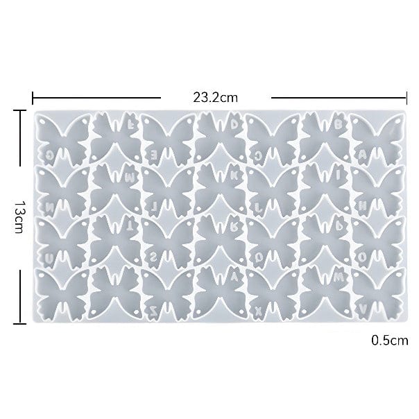 My Store Silicon Mould 28 Cavity Letter Butterfly Keychain & Pendant Mould
