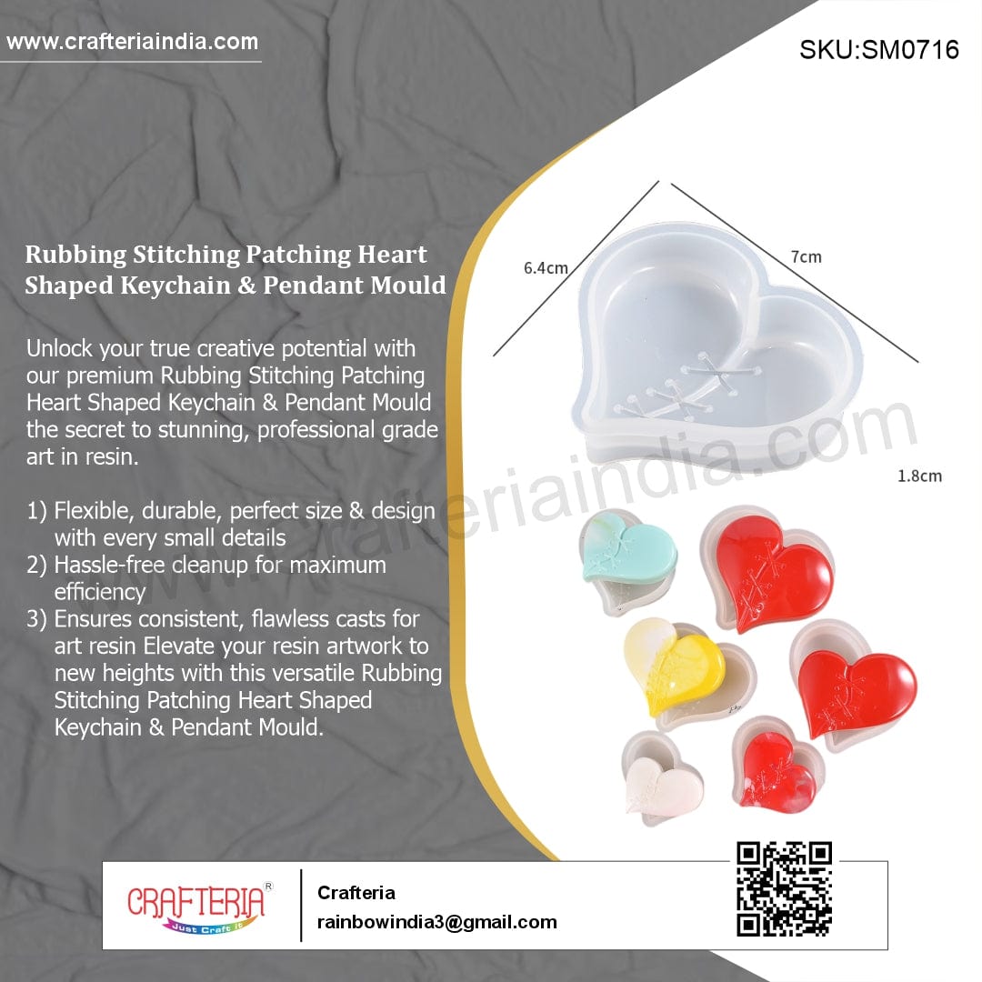 My Store Silicon Mould Rubbing Stitching Patching Heart Shaped Keychain & Pendant Mould