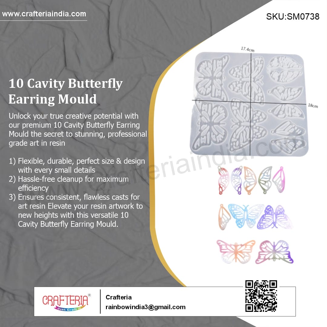 My Store Silicon Mould 10 Cavity Butterfly Earring Mould