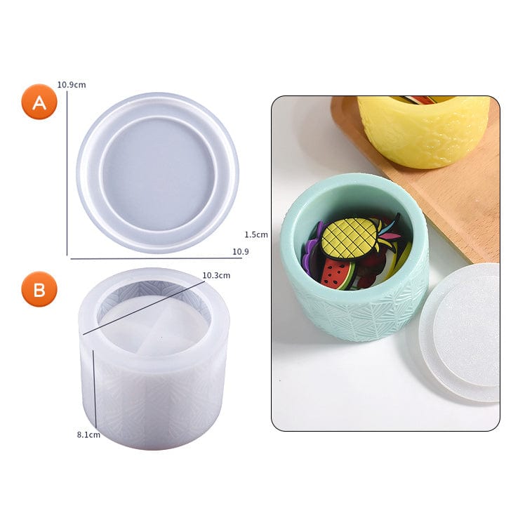 My Store Silicon Mould Round Emboss Figure Storage Box Mould