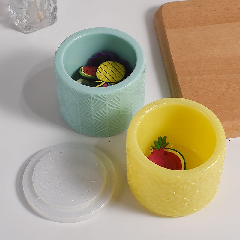 My Store Silicon Mould Round Emboss Figure Storage Box Mould