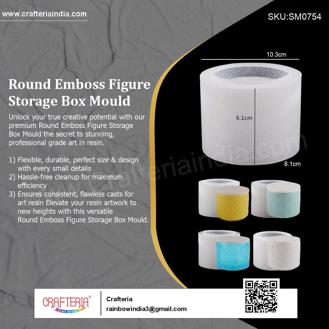 My Store Silicon Mould Round Emboss Figure Storage Box Mould