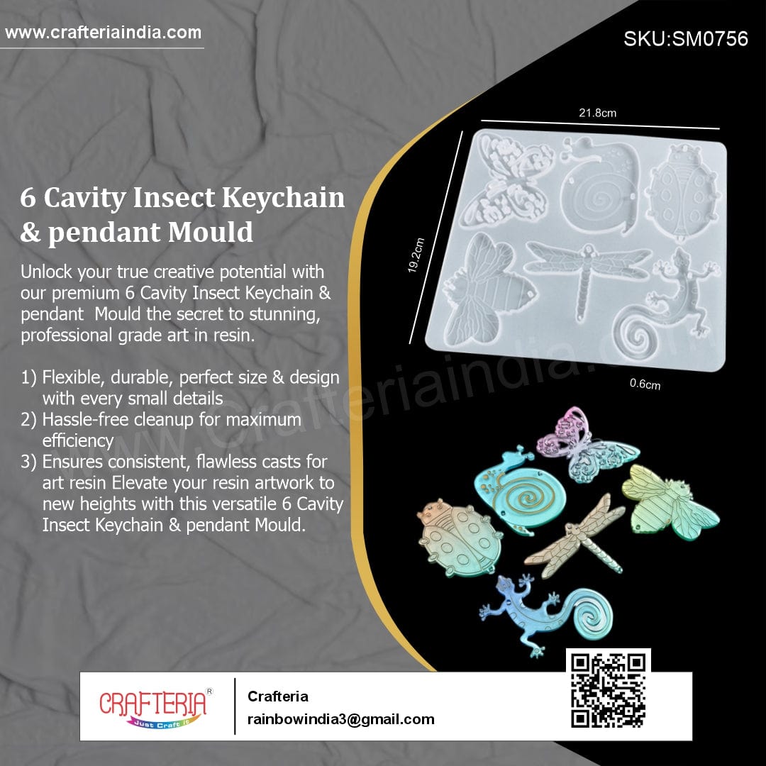 My Store Silicon Mould 6 Cavity Insect Keychain & pendant Mould