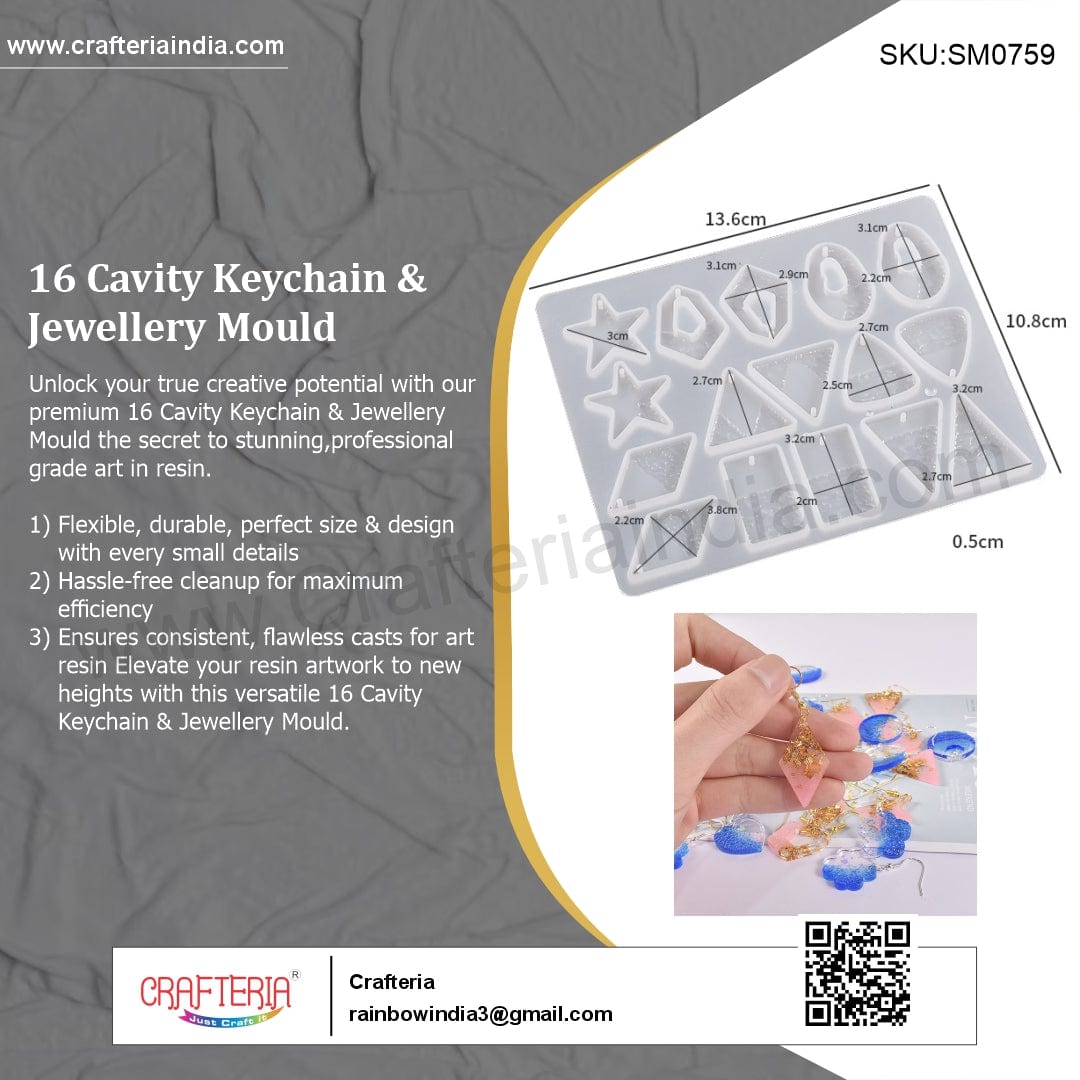My Store Silicon Mould 16 Cavity Keychain & Jewellery Mould