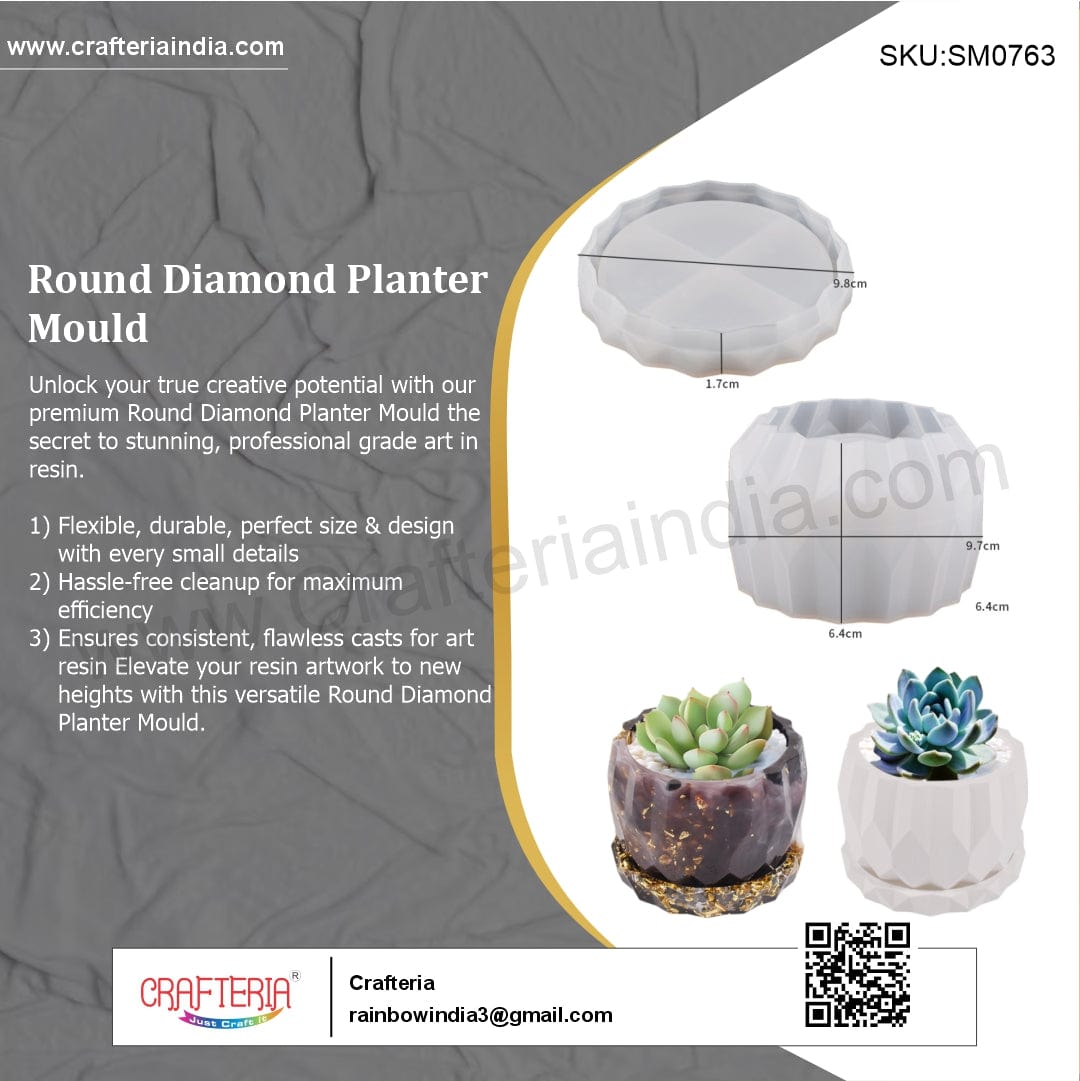 My Store Silicon Mould Round Diamond Planter Mould