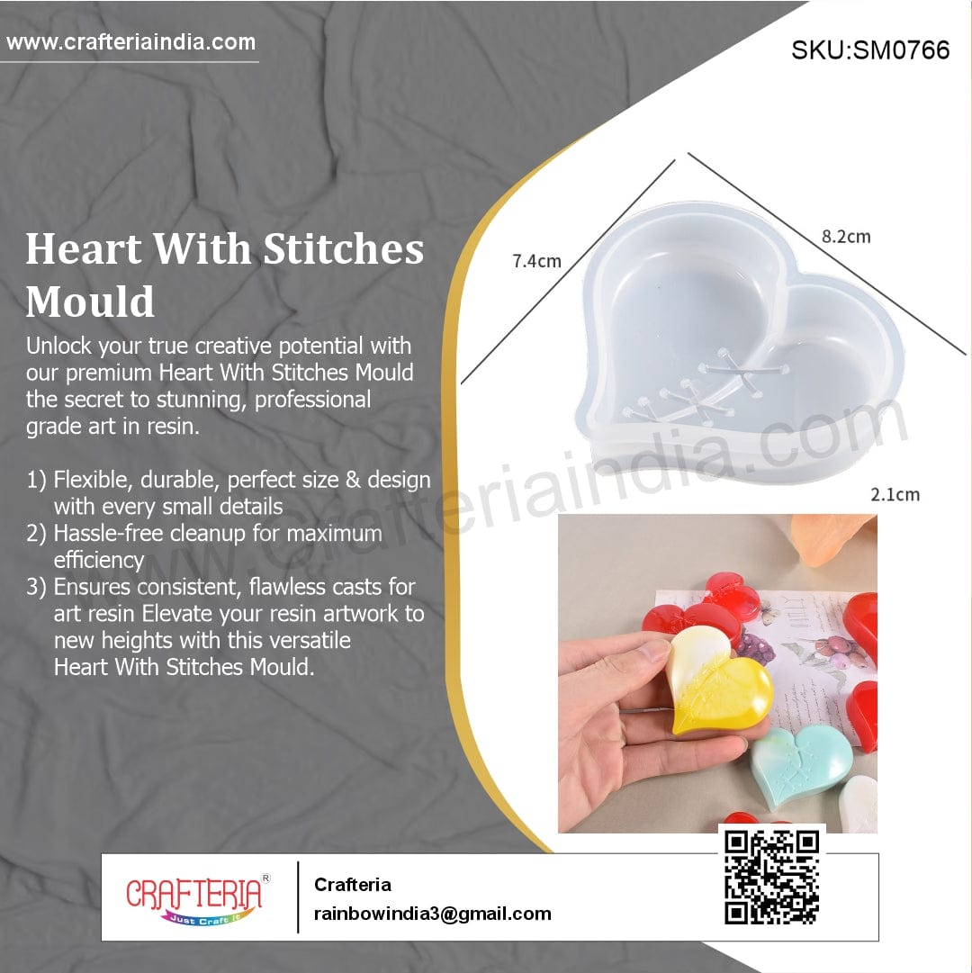 My Store Silicon Mould Heart With Stitches Mould