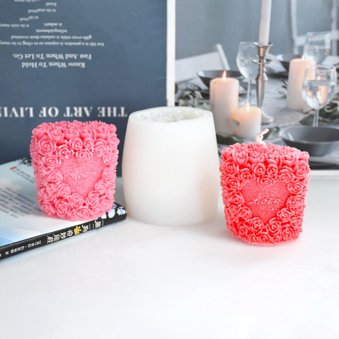 My Store Silicon Mould 3D Rose Pillar Candle Mould