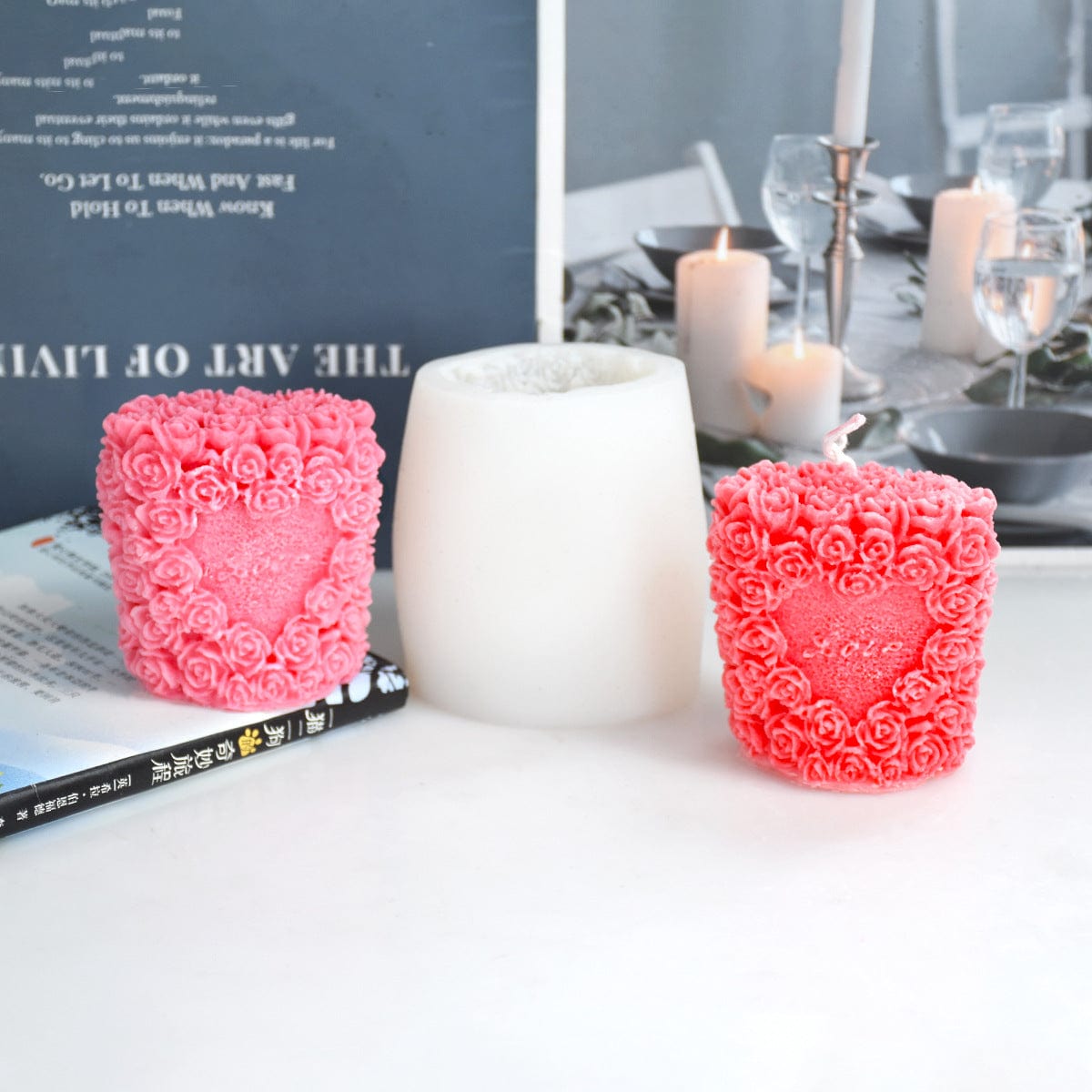 My Store Silicon Mould 3D Rose Pillar Candle Mould