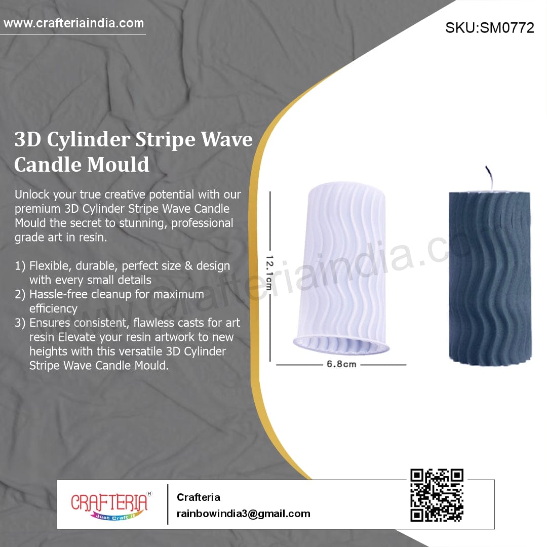 My Store Silicon Mould 3D Cylinder Stripe Wave Candle Mould