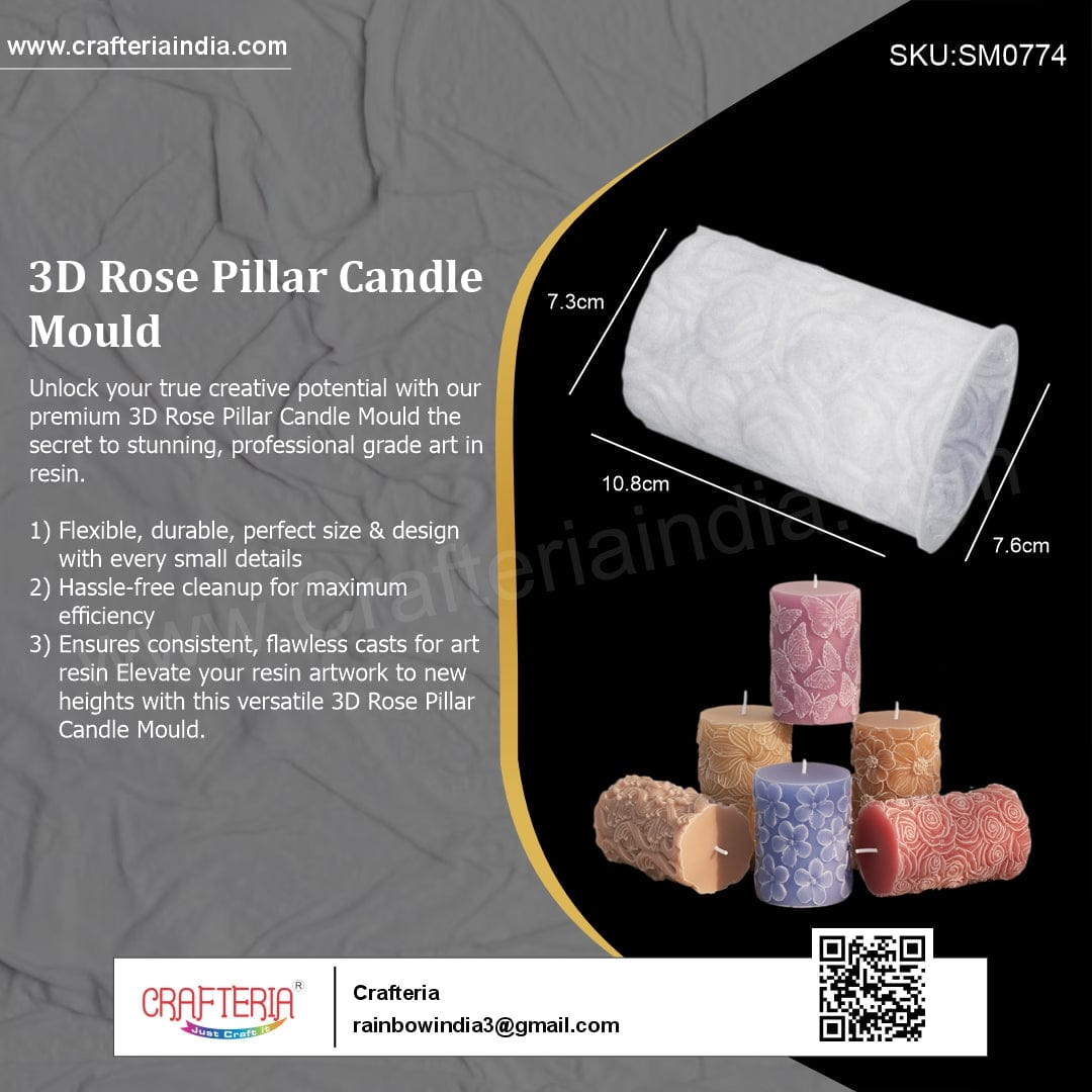 My Store Silicon Mould 3D Rose Pillar Candle Mould