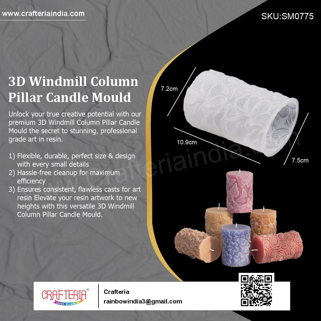 My Store Silicon Mould 3D Windmill Column Pillar Candle Mould