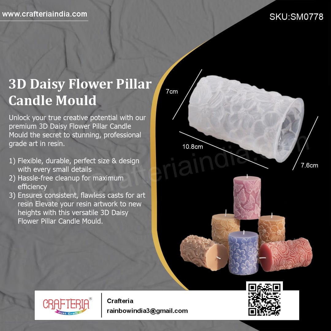 My Store Silicon Mould 3D Daisy Flower Pillar Candle Mould