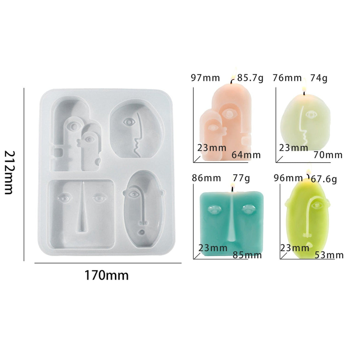 My Store Silicon Mould 4 Cavity Abstract Face Shape Mould
