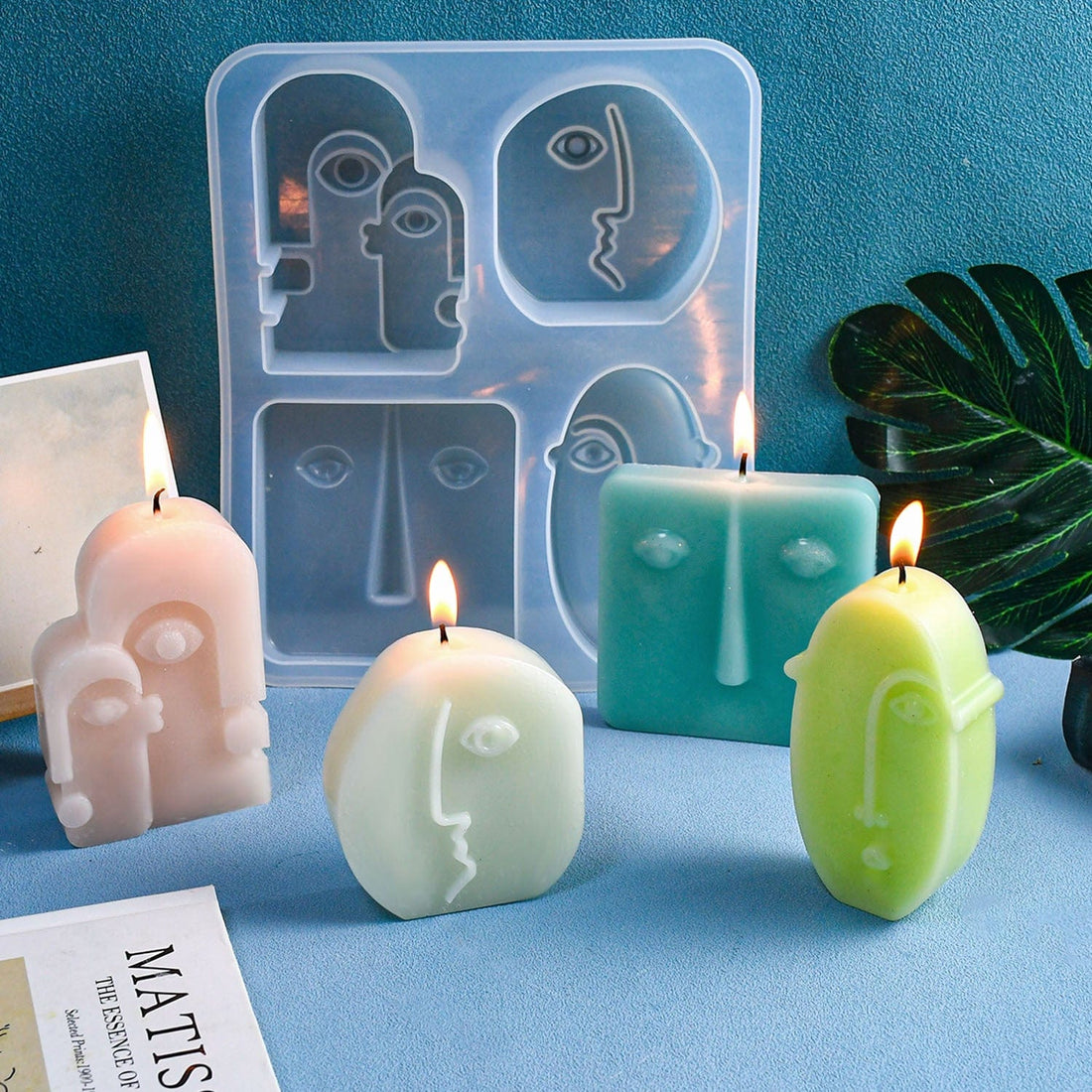 My Store Silicon Mould 4 Cavity Abstract Face Shape Mould