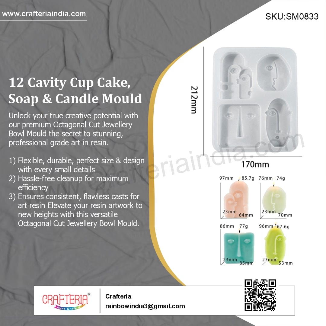My Store Silicon Mould 4 Cavity Abstract Face Shape Mould