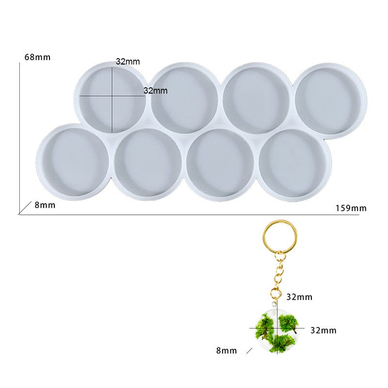 My Store Silicon Mould 8 Cavity Round Keychain & Pendant Mould