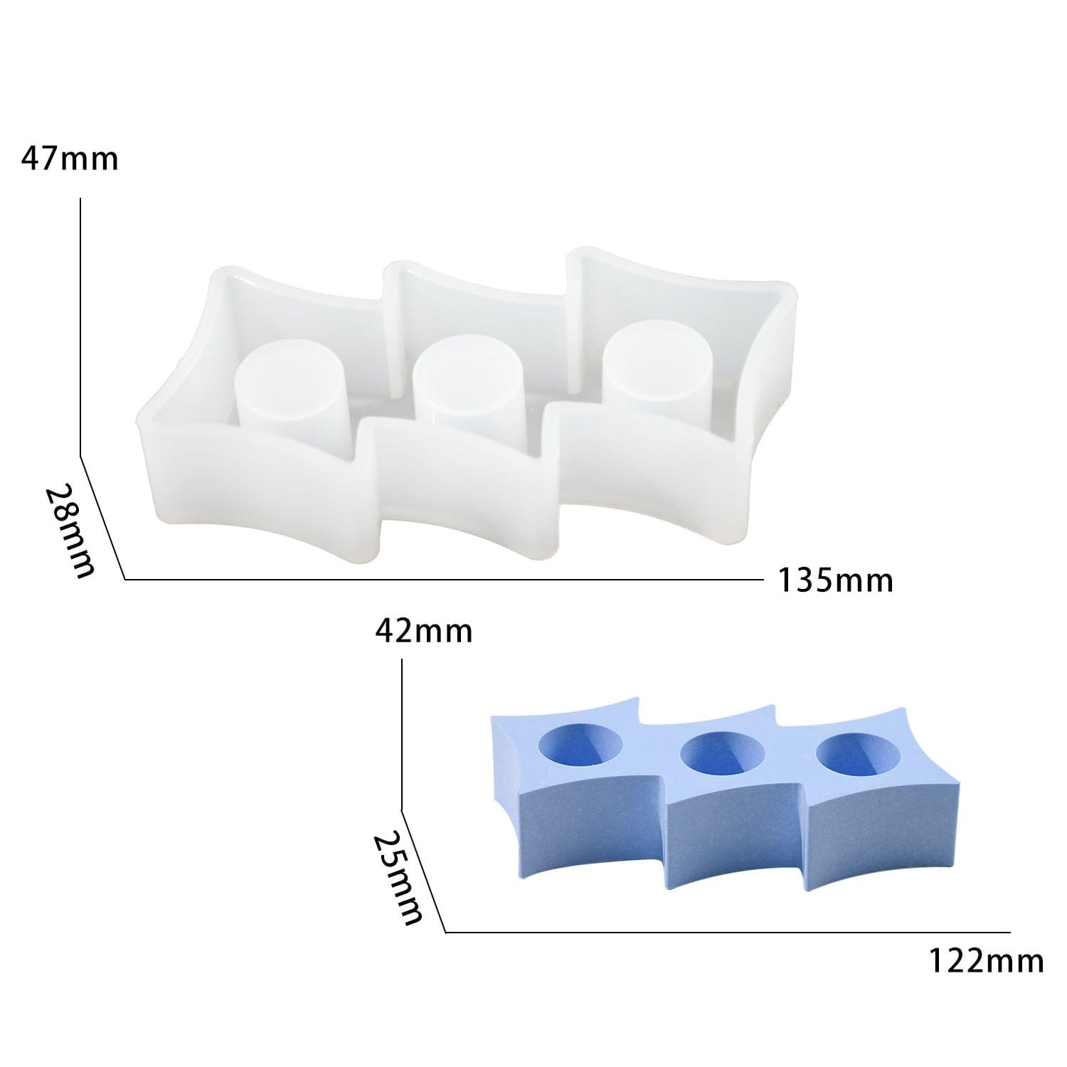 My Store Silicon Mould 3 Hole Square Candle Holder Mould