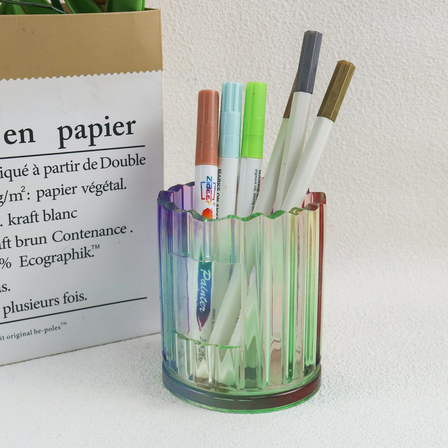 My Store Silicon Mould Striped Cylindrical Pen Holder Mould