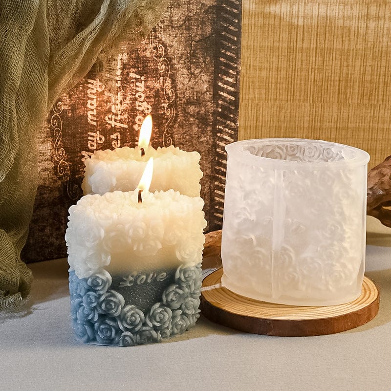 My Store Silicon Mould 3D Love Rose Piller Candle Mould