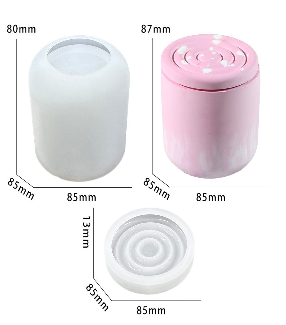 My Store Silicon Mould Round Candle Jar with Lids Mould