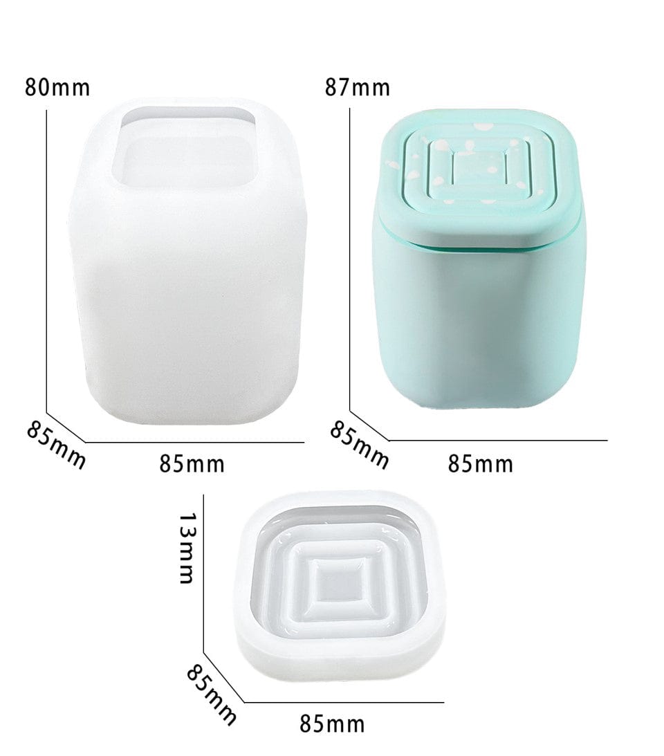 My Store Silicon Mould Square Candle Jar with Lids Mould