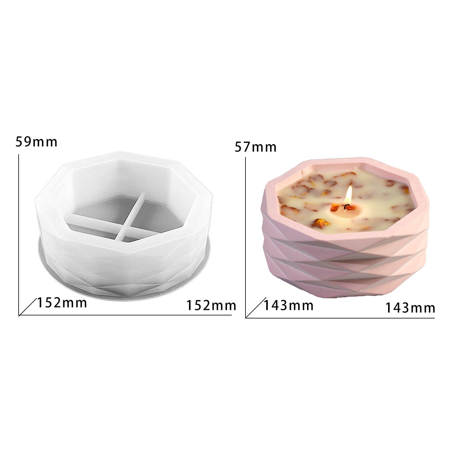 My Store Silicon Mould Large Diamond Cut Octagon Planter, Storage & Candle Holder Mould