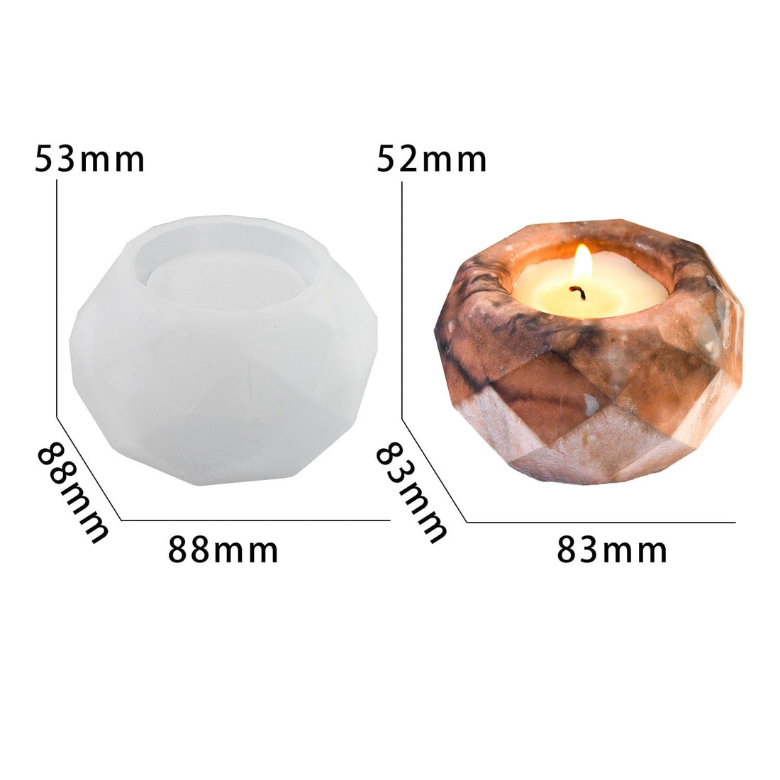 My Store Silicon Mould Round Diamond Cut T-Light & Candle Holder Mould