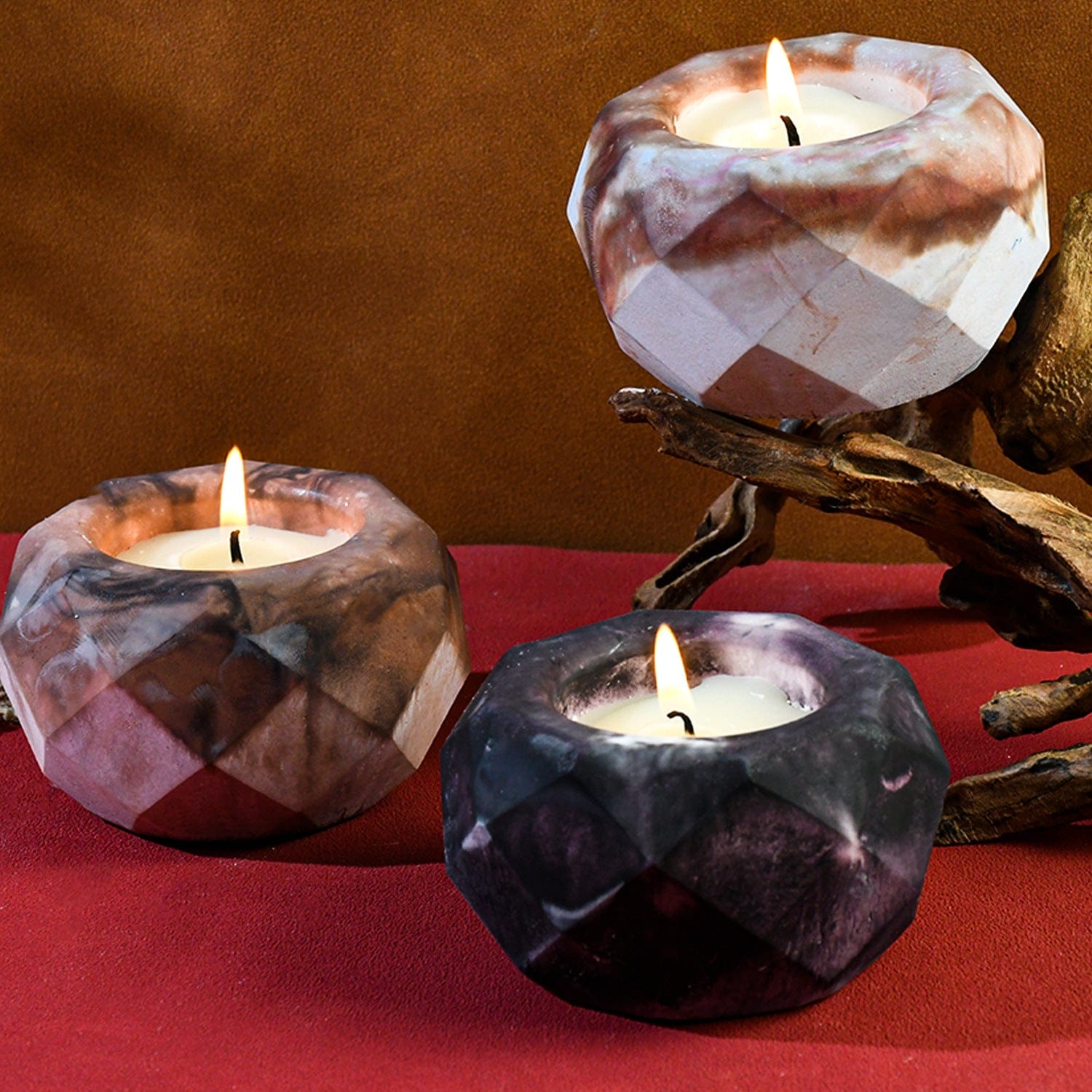 My Store Silicon Mould Round Diamond Cut T-Light & Candle Holder Mould