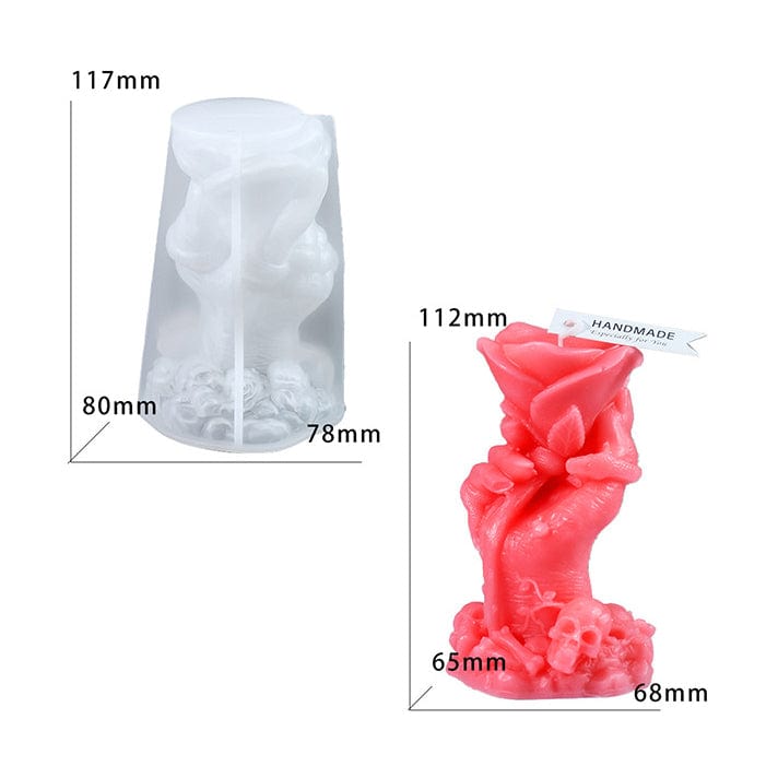 My Store Silicon Mould Hand Holding Rose Flower Candle Mould