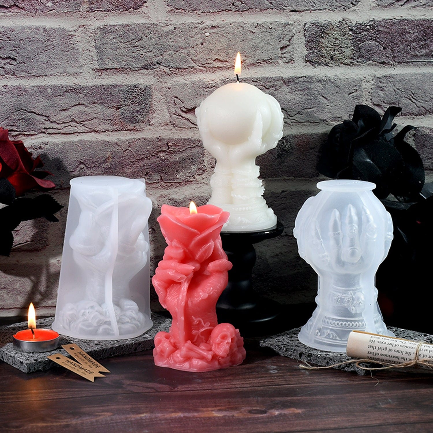 My Store Silicon Mould Hand Holding Rose Flower Candle Mould
