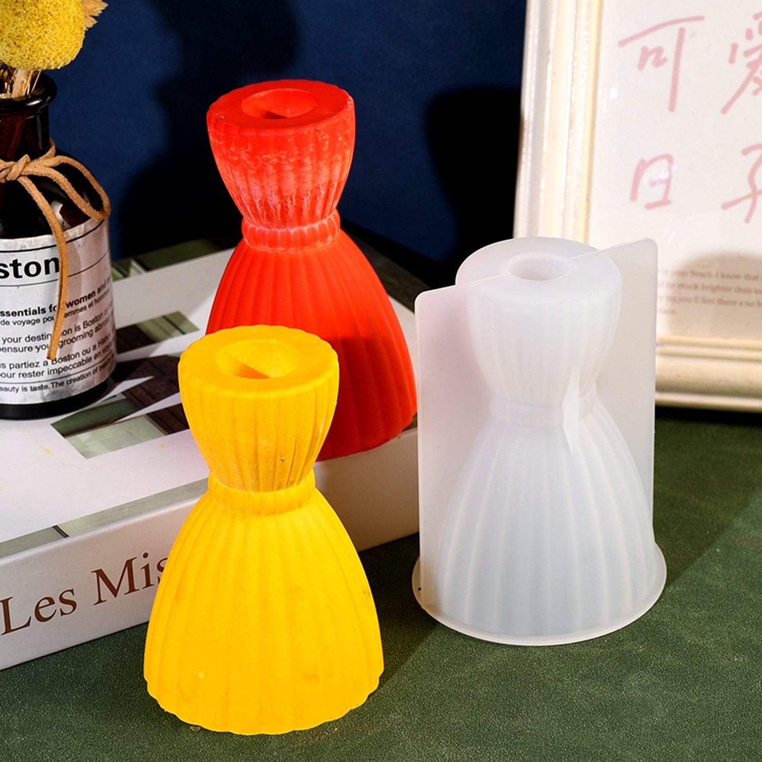 My Store Silicon Mould Striped Hourglass Candle Holder Mould