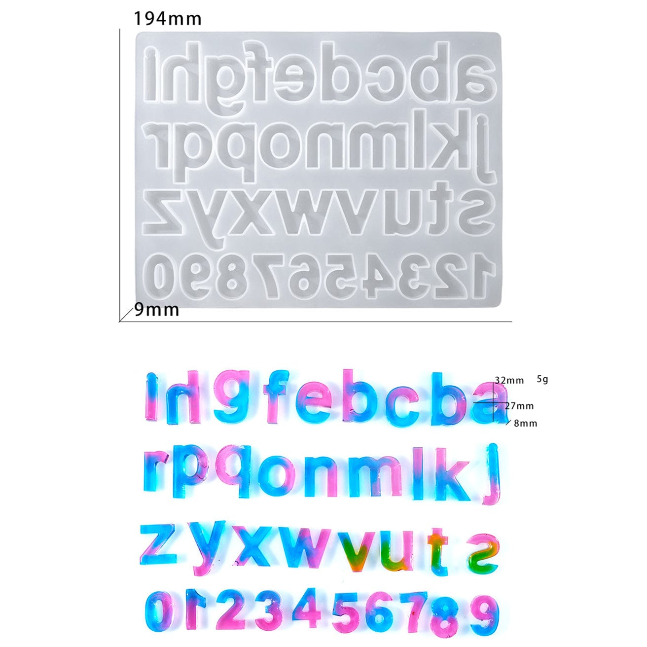 My Store Silicon Mould 26 Lowercase Alphabet Letter Keychain Mould
