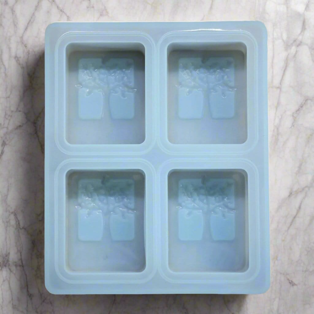 JUST CRAFT IT 4 Cavity rectangle tree design 125gms silicon soap mould