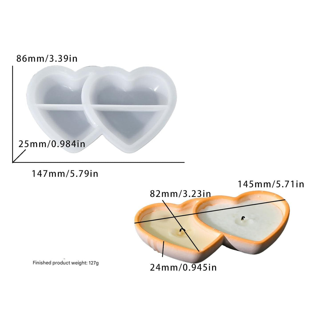 My Store Silicon Mould Double Heart Candle Cup Mould