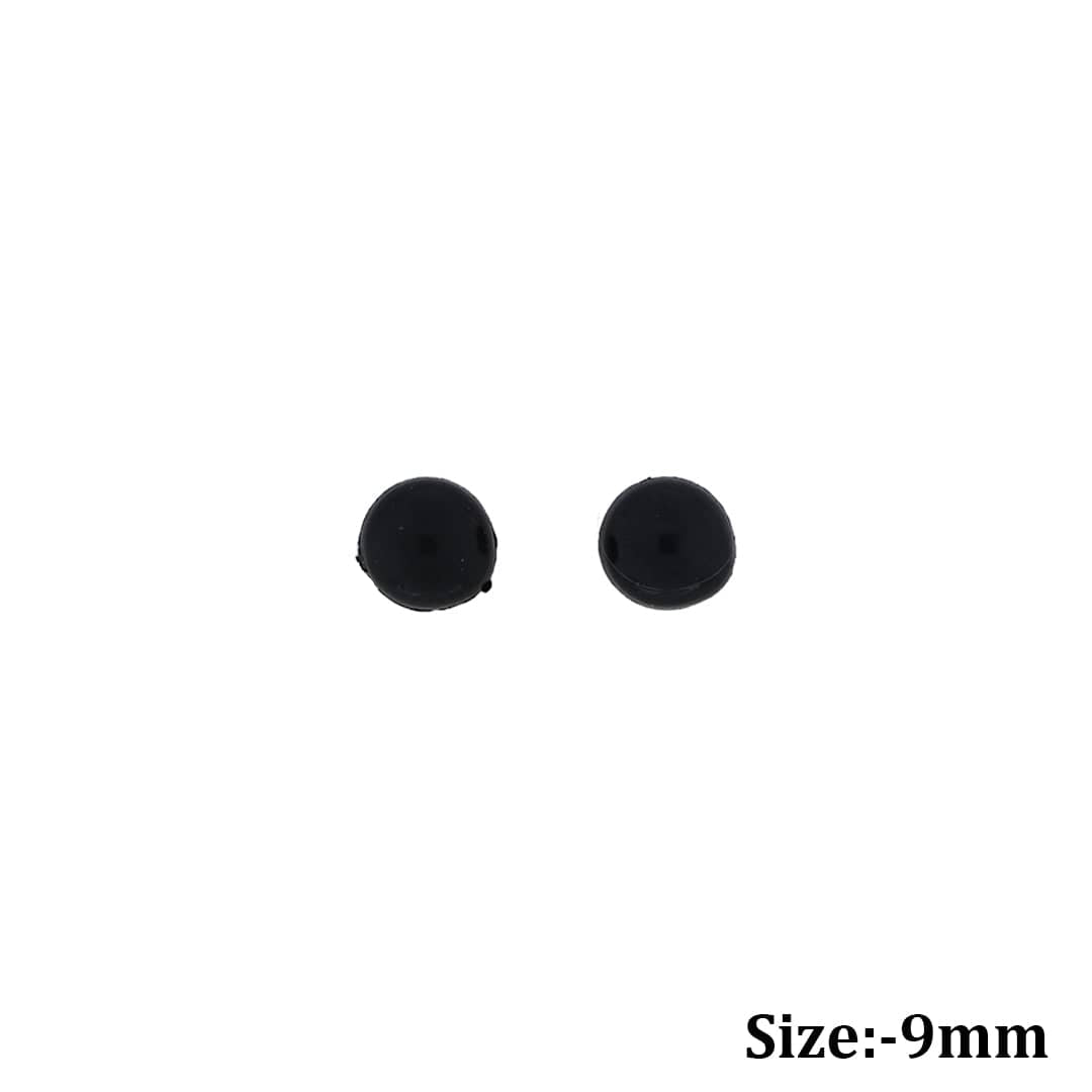 Crafteria 9mm 50Pcs Black Eyes Flat Base